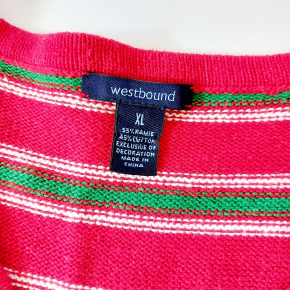 Ice Skating Snowman Christmas Candy Stripe Back Sweater Vest XL Westbound - Picture 3 of 5